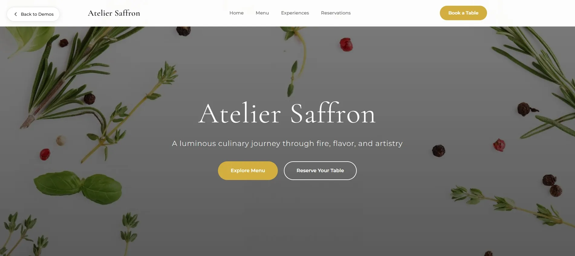 Bespoke Restaurant demo thumbnail